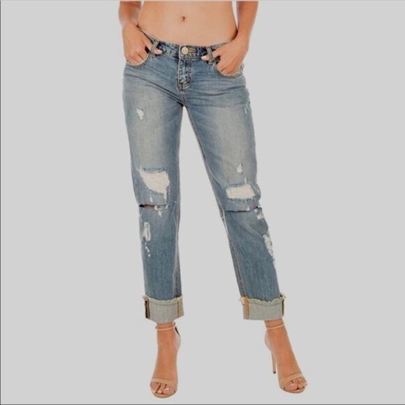 One Teaspoon Blue Buoy Awesome Baggies Cropped Jeans Sz 25 Ripped Booty Flirty - Picture 4 of 11